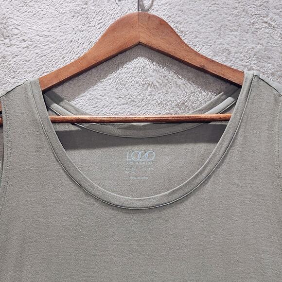 LOGO By Lori Goldstein Green Lace Swiss Dot Tank Top Size 3X Flowy Beach Coastal - Picture 2 of 11